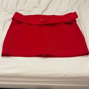 Red Women's Belted Shorts